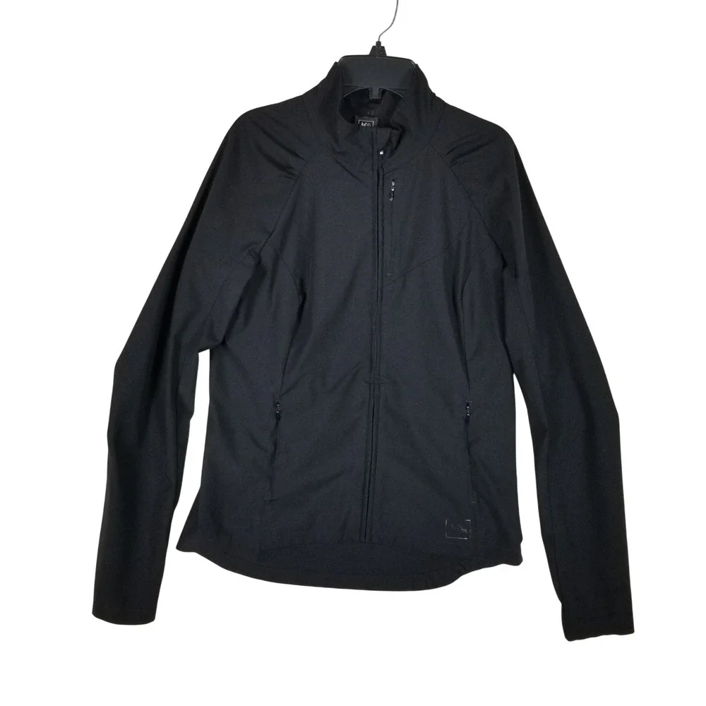 REI Softshell Jacket Womens Small Black Full Zip Stretch Hiking Activewear